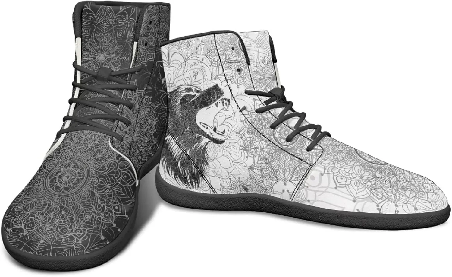 Binienty Wide Box Barefoot Shoes Men Women Wolf High Top Minimalist Ankle Boots Anti Skid Zero Drop Sole