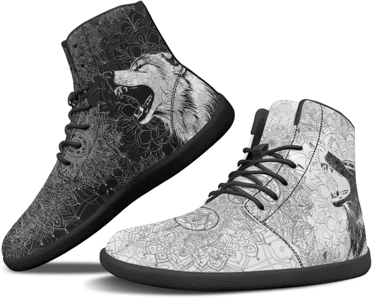 Binienty Wide Box Barefoot Shoes Men Women Wolf High Top Minimalist Ankle Boots Anti Skid Zero Drop Sole