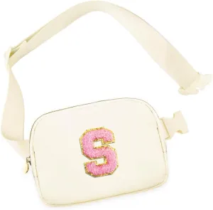 Birthday Gifts for 6 7 8 9 10 11 12 13 15 18 Year Old Girls, Initial Letter Waist Fanny Packs Crossbody Bag Belt Bag Cute Trendy Preppy Stuff for Kids Teens Women (S, Ivory)