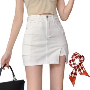 Bloomy Skorts,Bloomy Jean Skorts,Side Slit Stretch High Waisted Trendy Summer Denim Skirt Women with Shorts