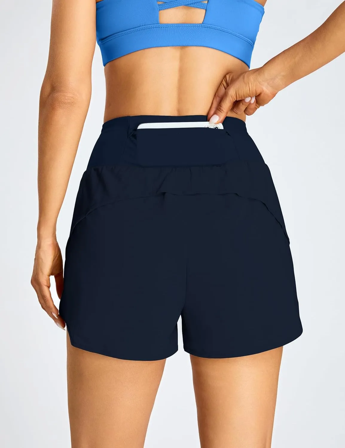 BMJL Women's High Waisted Athletic Shorts Pocket Workout Shorts Gym Sporty Running Shorts