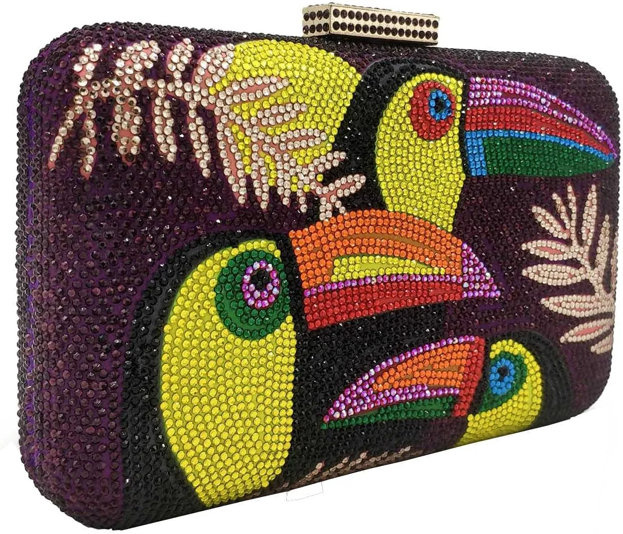 Boutique De FGG Toucan Bird Crystal Clutch Purses for Women Evening Minaudiere Handbags Party Rhinestone Clutch Bag,Mini