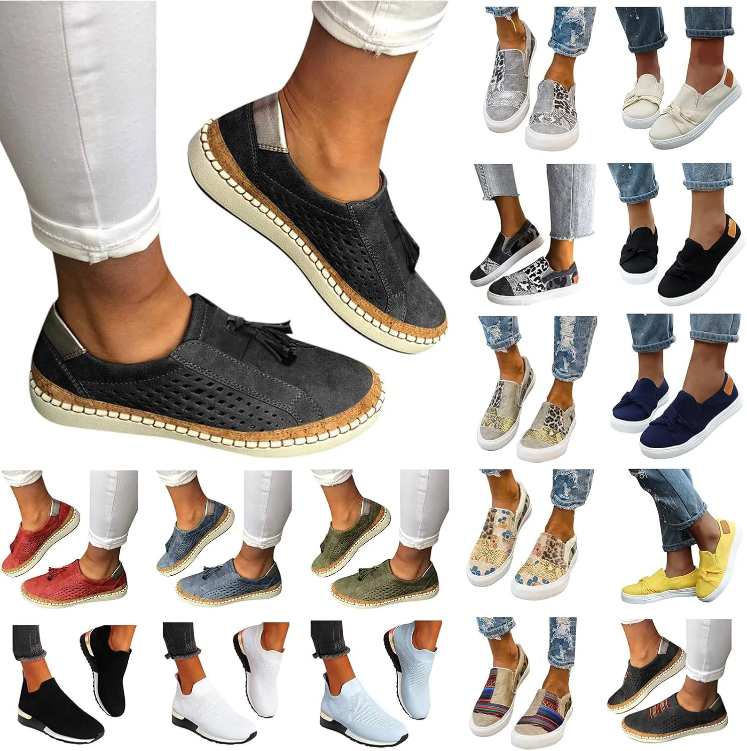 Canvas Shoes for Women Slip Ons Comfortable Low Top Sneakers Casual Lightweight Flats Classic Casual Walking Shoes Slip On Indoor Outdoor