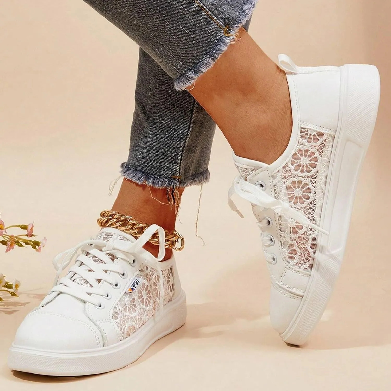 Cathalem Walking Shoes for Women Tennis Shoes Low Top Casual Shoes Women Lace Up Sneakers Comfortable Shoes for Women