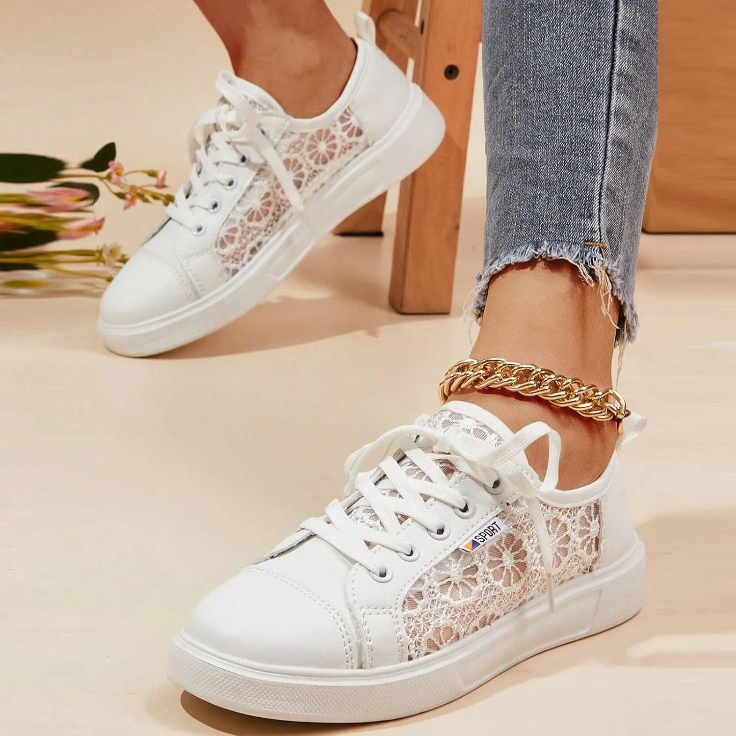 Cathalem Walking Shoes for Women Tennis Shoes Low Top Casual Shoes Women Lace Up Sneakers Comfortable Shoes for Women