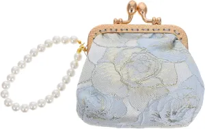 Chinese Style Embroidered Clutch Coin Purse for Women Vintage Evening Bag with Unique Edge Design and Refined False Pearl Accents Chic Accessory for Weddings and Special Occasions