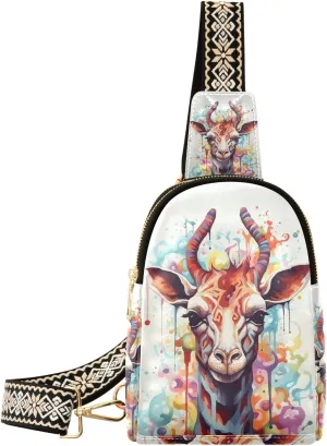 Christmas Deer Sling Bag for Women Fanny Packs for Women Small Leather Fanny Pack Crossbody Bags Fashion Waist Packs Chest Bag for Travel 21340596