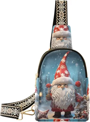 Christmas Gnome Sling Bag for Women Fanny Packs for Women Small Leather Fanny Pack Crossbody Bags Fashion Waist Packs Chest Bag for Travel 21341243