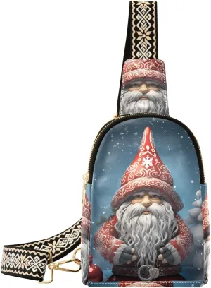 Christmas Gnome Sling Bag for Women Fanny Packs for Women Small Leather Fanny Pack Crossbody Bags Fashion Waist Packs Chest Bag for Travel 21341244