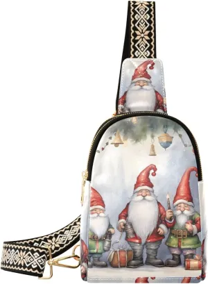 Christmas Gnome Sling Bag for Women Fanny Packs for Women Small Leather Fanny Pack Crossbody Bags Fashion Waist Packs Chest Bag for Travel 21341271