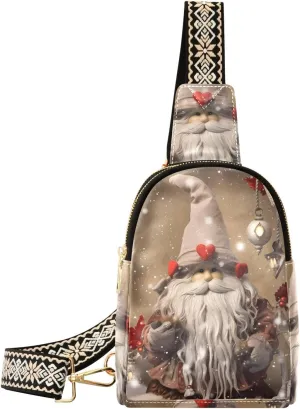 Christmas Gnome Sling Bag for Women Fanny Packs for Women Small Leather Fanny Pack Crossbody Bags Fashion Waist Packs Chest Bag for Travel 21341443