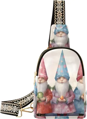 Christmas Gnome Sling Bag for Women Fanny Packs for Women Small Leather Fanny Pack Crossbody Bags Fashion Waist Packs Chest Bag for Travel 21341493c