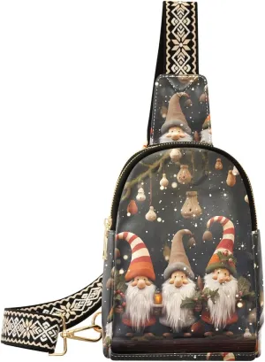 Christmas Gnome Sling Bag for Women Fanny Packs for Women Small Leather Fanny Pack Crossbody Bags Fashion Waist Packs Chest Bag for Travel 21341502
