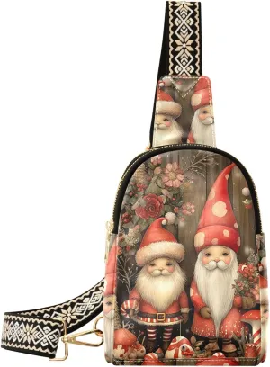 Christmas Gnome Sling Bag for Women Fanny Packs for Women Small Leather Fanny Pack Crossbody Bags Fashion Waist Packs Chest Bag for Travel 21342553