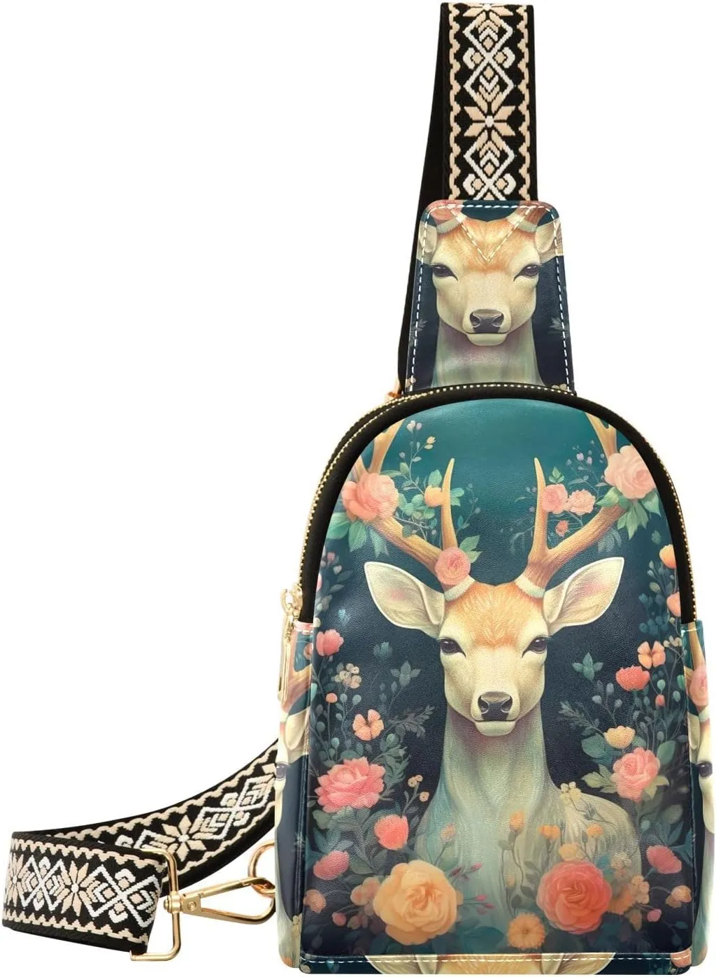 Christmas Reindeer Sling Bag for Women Fanny Packs for Women Small Leather Fanny Pack Crossbody Bags Fashion Waist Packs Chest Bag for Travel 21341902