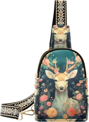 Christmas Reindeer Sling Bag for Women Fanny Packs for Women Small Leather Fanny Pack Crossbody Bags Fashion Waist Packs Chest Bag for Travel 21341902