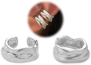 Chunky Sculptural Ear Cuffs Non Piercing for Women - Dainty 14K Gold Plated Cuff Earring Thick Cartilage Earrings Jewelry