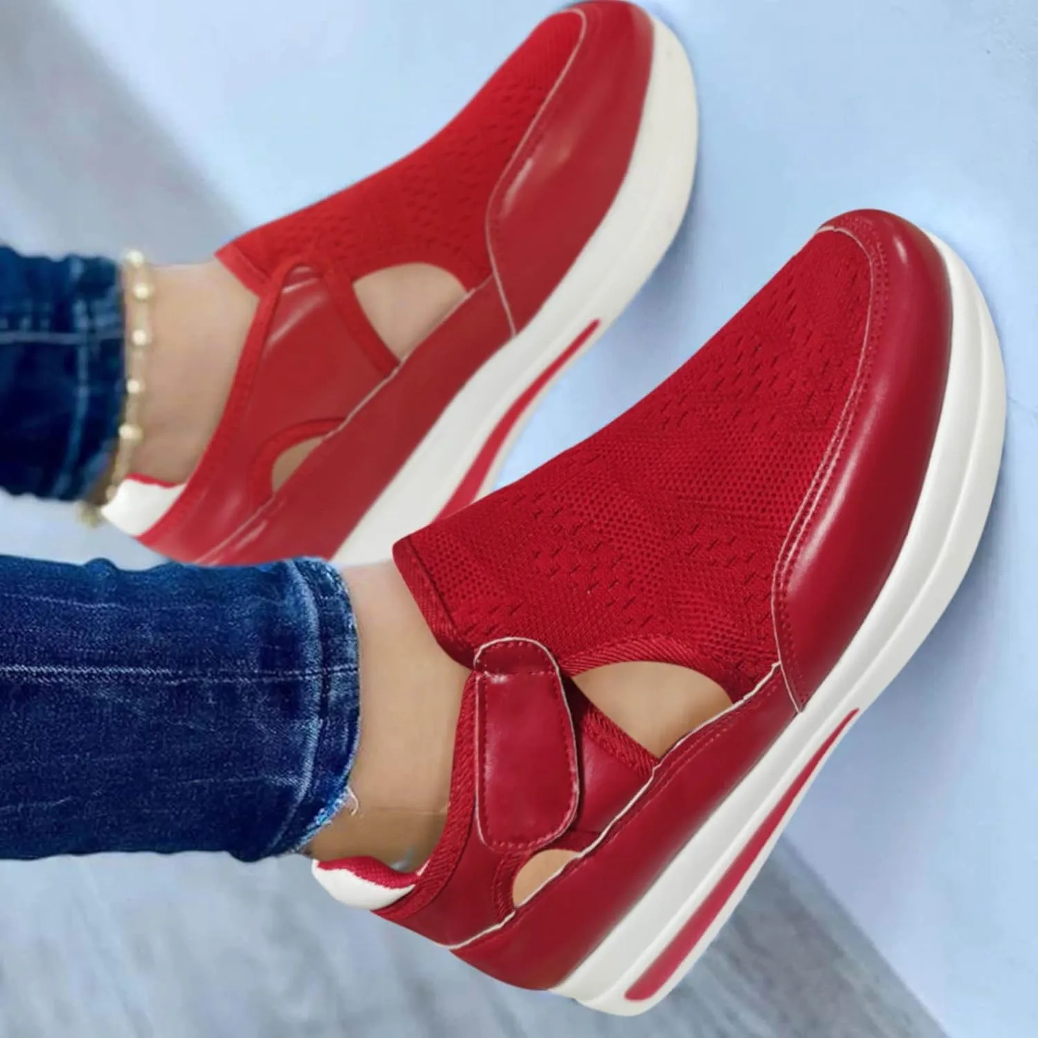 Chunky Sneakers for Women Y2K Walking Shoes Women Arch Support Slip On White Canvas Tennis Shoes for Women Size 9 1/2 W Women's Sneakers Wide Tenis para Mujer De Trabajo Antideslizantes