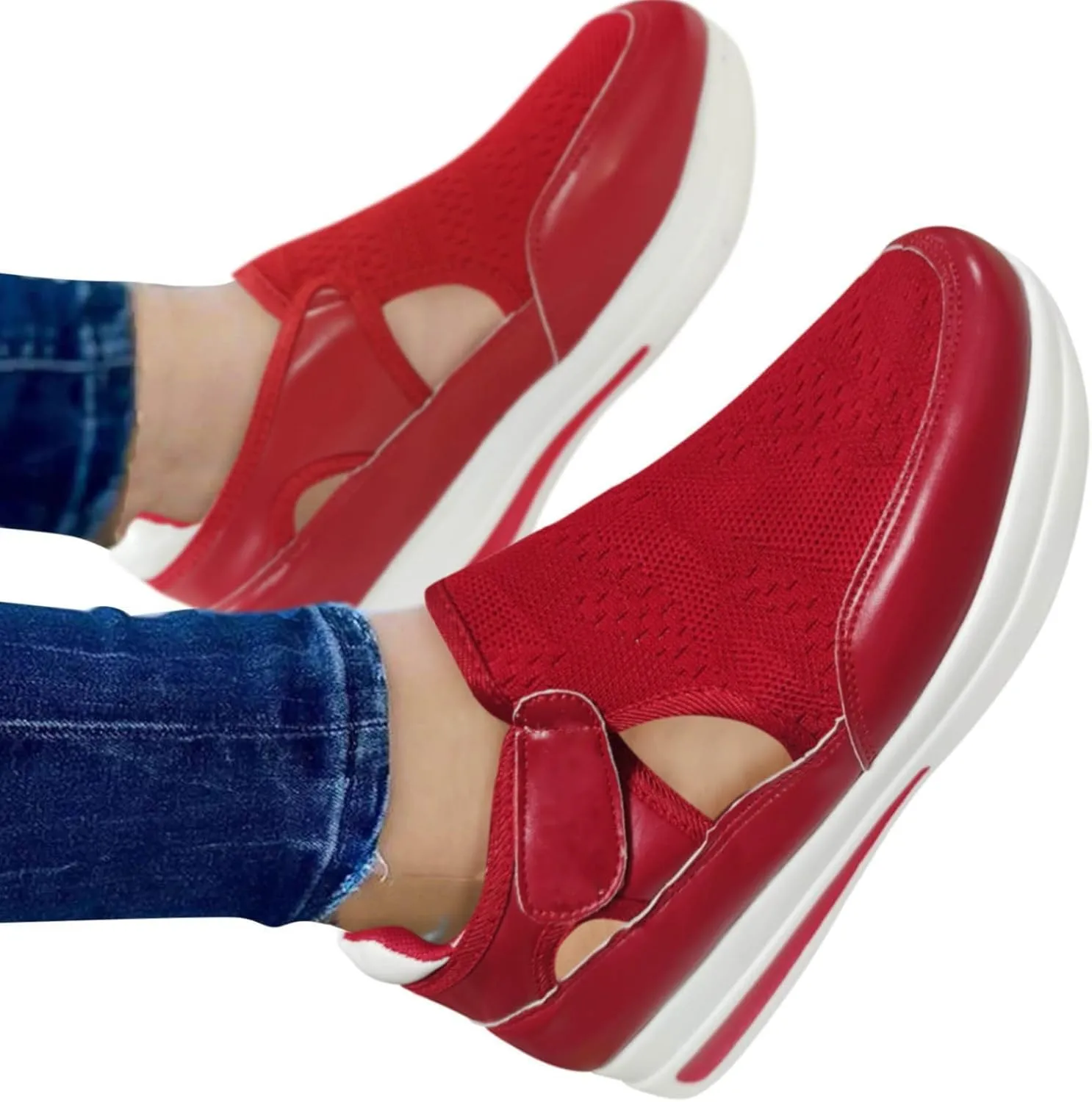 Chunky Sneakers for Women Y2K Walking Shoes Women Arch Support Slip On White Canvas Tennis Shoes for Women Size 9 1/2 W Women's Sneakers Wide Tenis para Mujer De Trabajo Antideslizantes