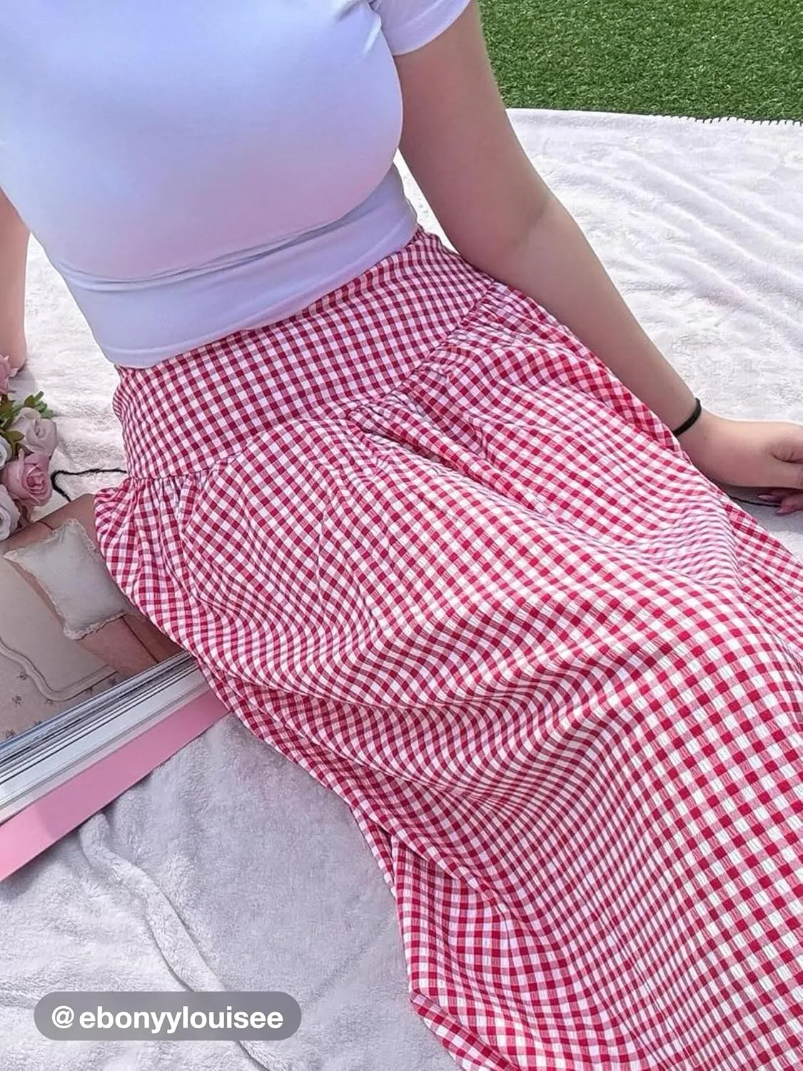 CIDER Gingham Long Skirts for Women Maxi Plaid Skirt A Line High Waist Summer Skirts Casual Trendy 2025