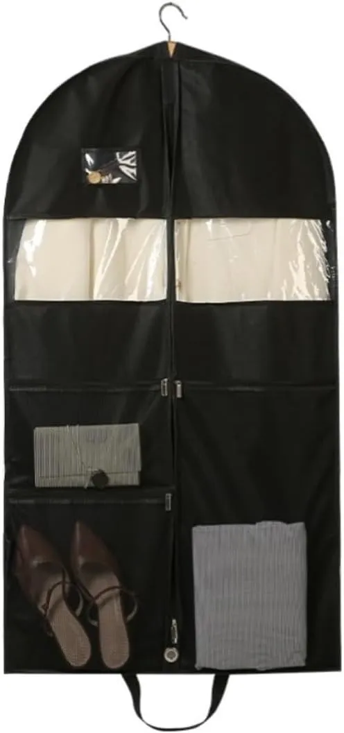Clothes Cover Foldable Garment Bag 4" Gusseted Hanging Suit Bag with 3 Pockets Dress Bag Suit Bags (Color : 3pcs, Size : 60 * 10 * 110cm)