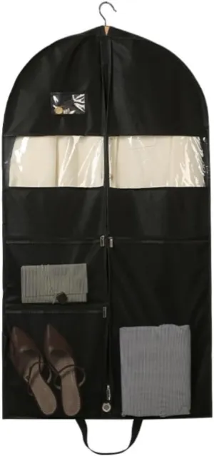 Clothes Cover Foldable Garment Bag 4" Gusseted Hanging Suit Bag with 3 Pockets Dress Bag Suit Bags (Color : 3pcs, Size : 60 * 10 * 110cm)