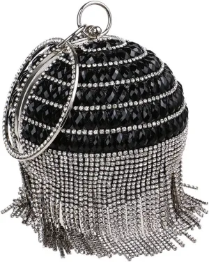 Clutch Bags for Women Ball Shape Evening Bags for Wedding Rhinestones Wallet with Tassels