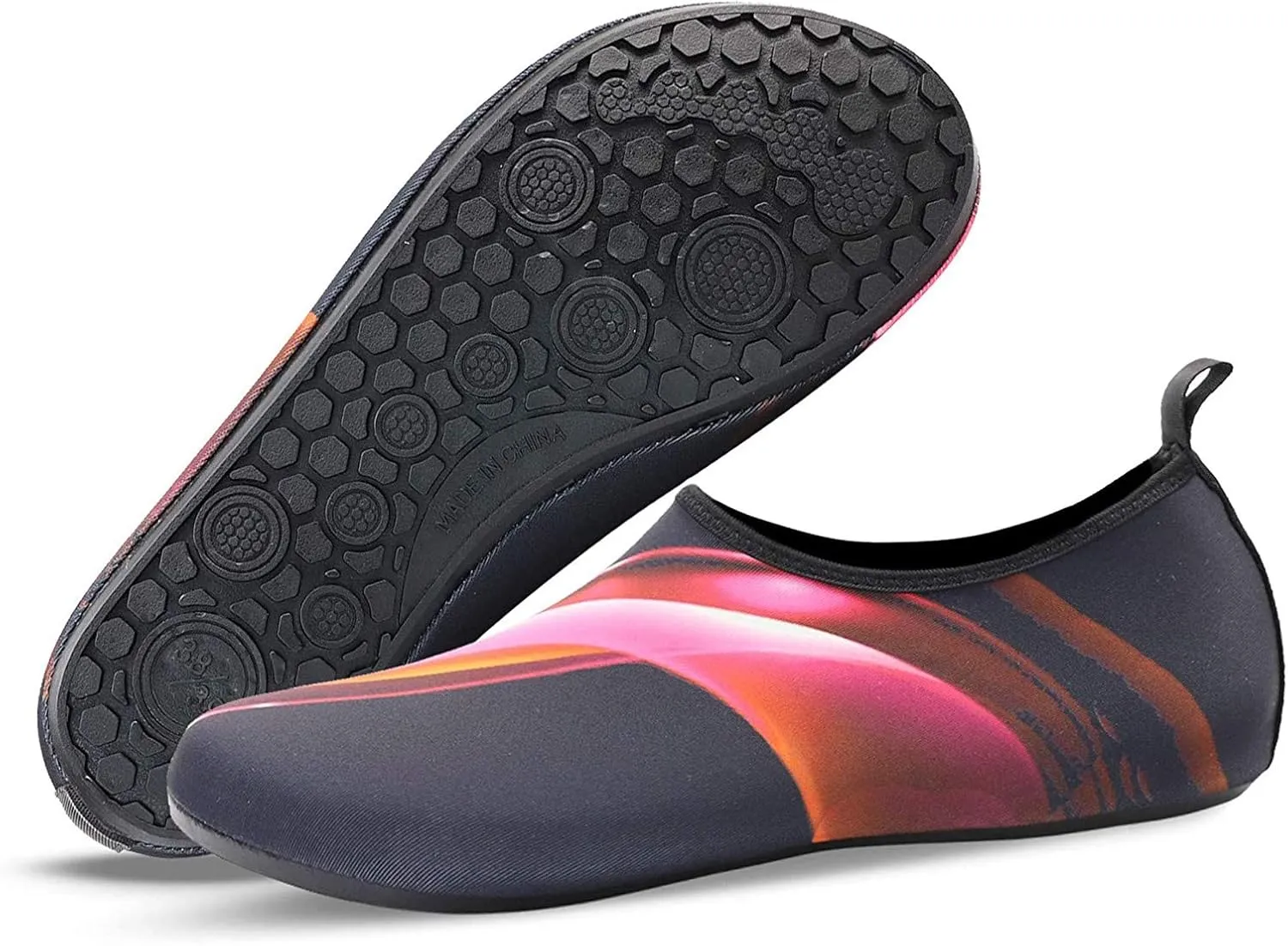 Couples Summer Outdoor Water Aqua Socks Beach Swim Surf Yoga Exercise Shoes Sneaker Wedges Shoes for Women (Red, 9.5-10)
