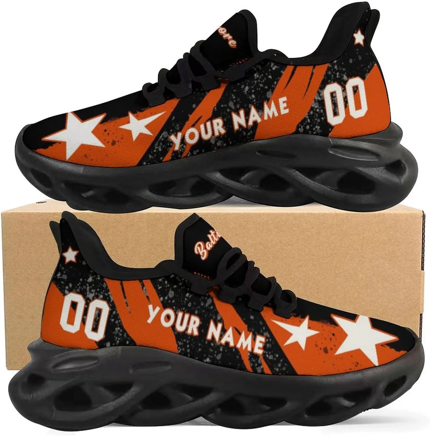 Custom Men's Sneakers Baseball Name & Number Breathable Fan Gift for Men Women Athletic Gym Slip-on Shoes Personalized Black White
