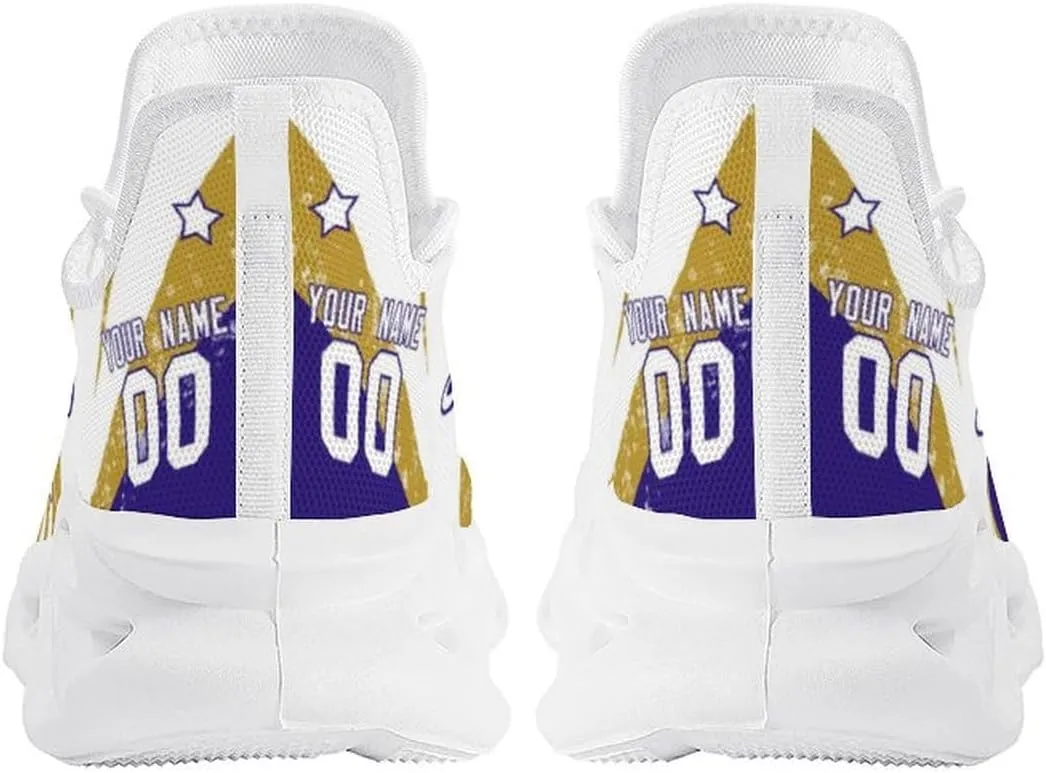 Custom Men's Sneakers Football Name & Number Breathable Fan Gift for Men Women Athletic Gym Slip-on Shoes Personalized