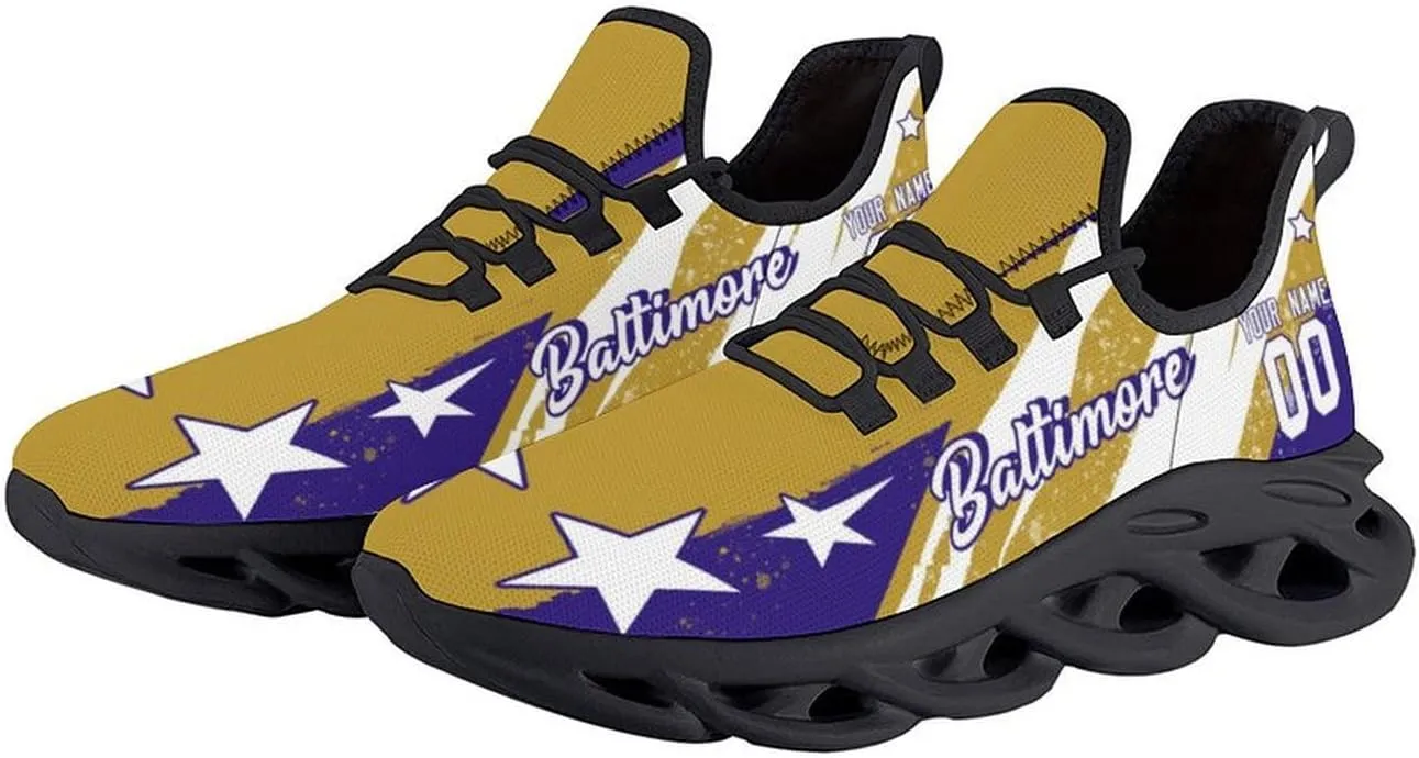 Custom Men's Sneakers Football Name & Number Breathable Fan Gift for Men Women Athletic Gym Slip-on Shoes Personalized