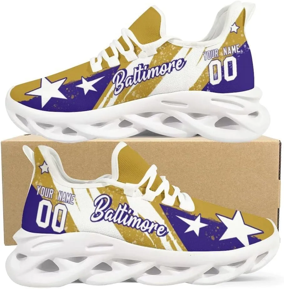 Custom Men's Sneakers Football Name & Number Breathable Fan Gift for Men Women Athletic Gym Slip-on Shoes Personalized