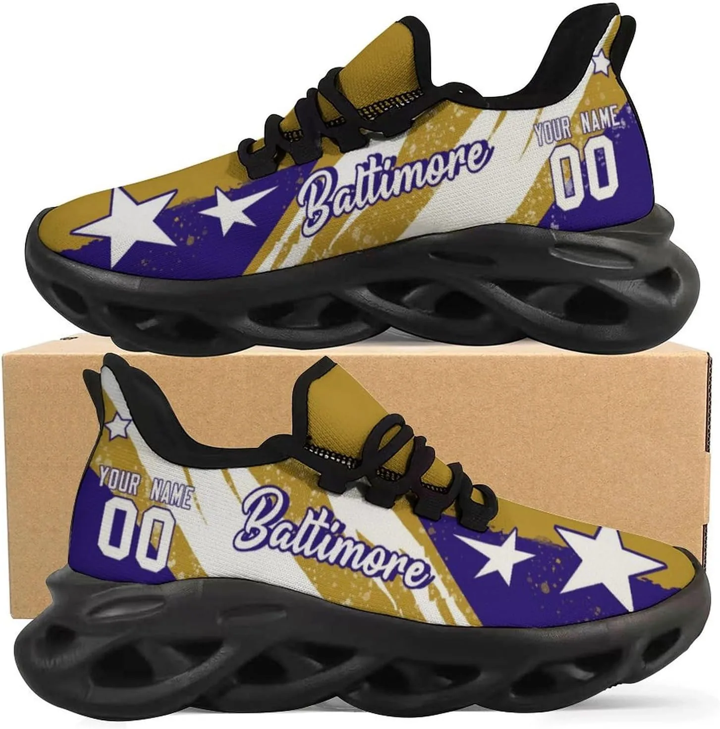 Custom Men's Sneakers Football Name & Number Breathable Fan Gift for Men Women Athletic Gym Slip-on Shoes Personalized