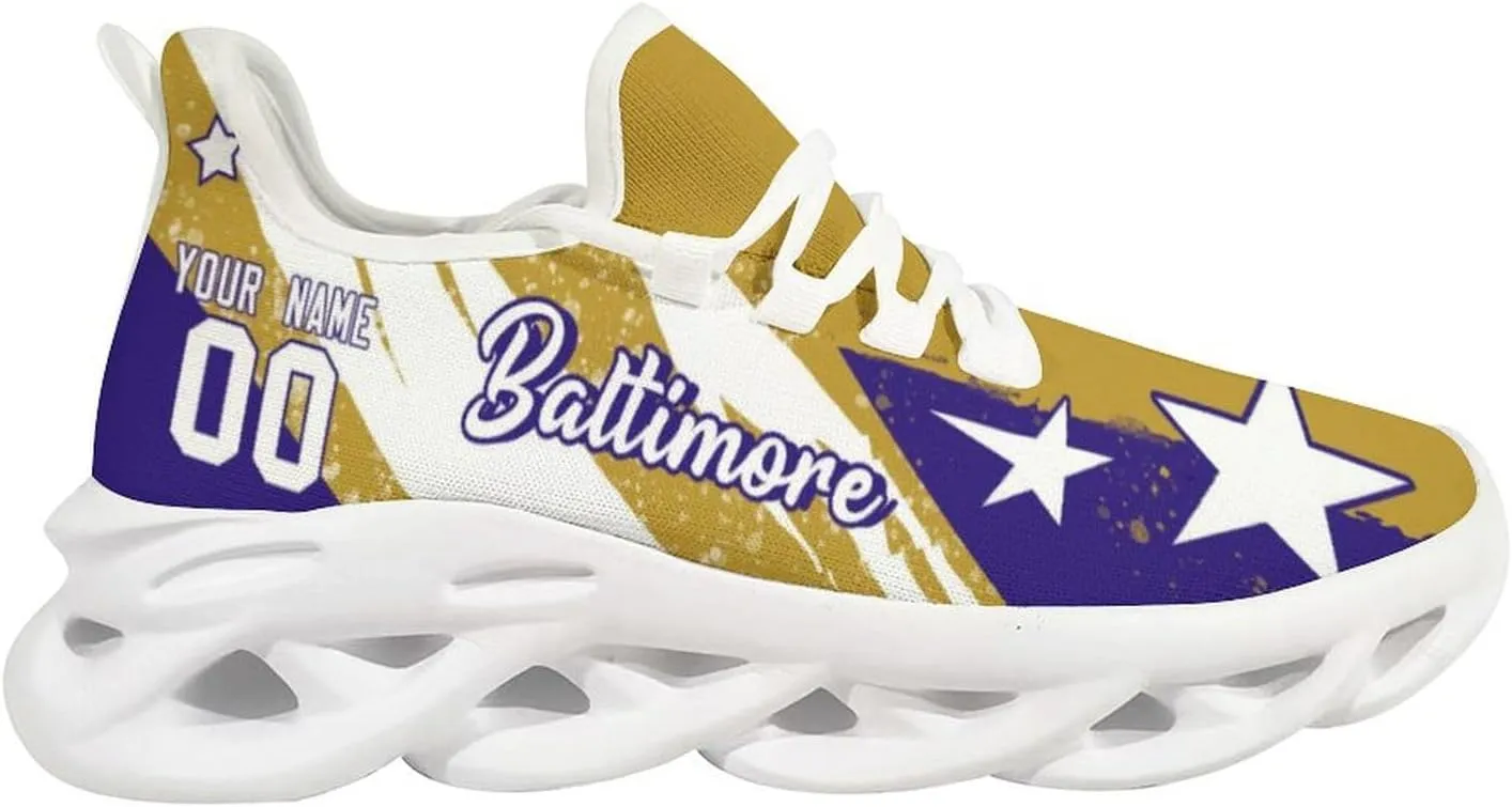 Custom Men's Sneakers Football Name & Number Breathable Fan Gift for Men Women Athletic Gym Slip-on Shoes Personalized