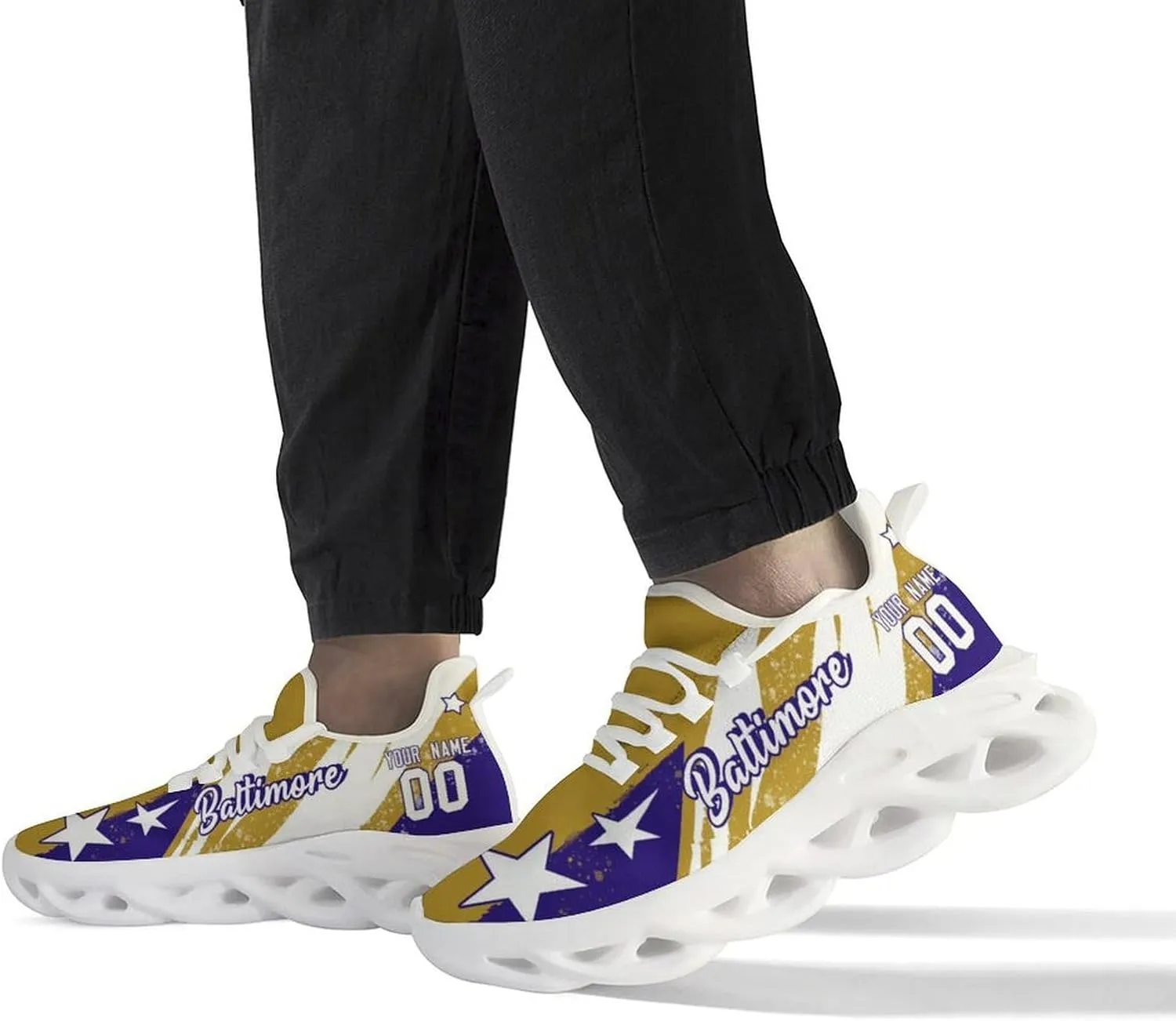Custom Men's Sneakers Football Name & Number Breathable Fan Gift for Men Women Athletic Gym Slip-on Shoes Personalized