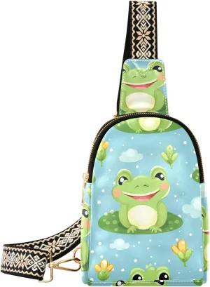 Cute Funny Frog Sling Bag for Women Fanny Packs for Women Small Leather Fanny Pack Crossbody Bags Fashion Waist Packs Chest Bag for Travel 21340140