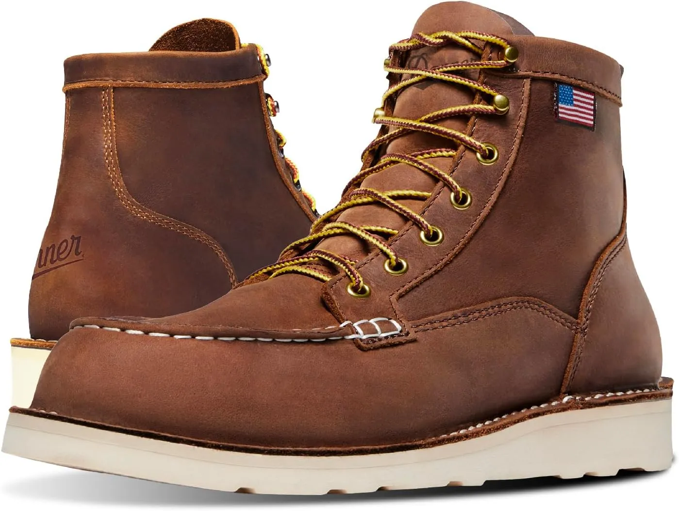 Danner 6 Bull Run Moc Toe Work Boots for Men - Oiled Full-Grain Leather Upper with Non Slip Wedge Outsole and 3-Density Cushion Footbed, EH Resistant