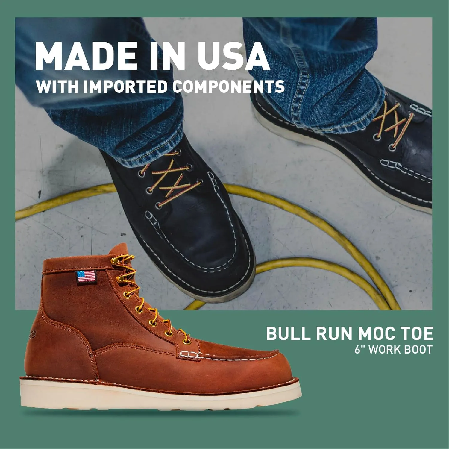 Danner 6 Bull Run Moc Toe Work Boots for Men - Oiled Full-Grain Leather Upper with Non Slip Wedge Outsole and 3-Density Cushion Footbed, EH Resistant