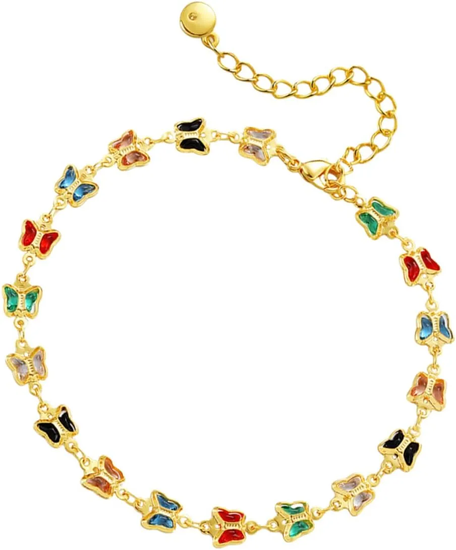 Didiseaon Geometric Butterfly Foot Chain Anklet Jewelry Boho Beach Style Adjustable Butterfly Anklets for Women