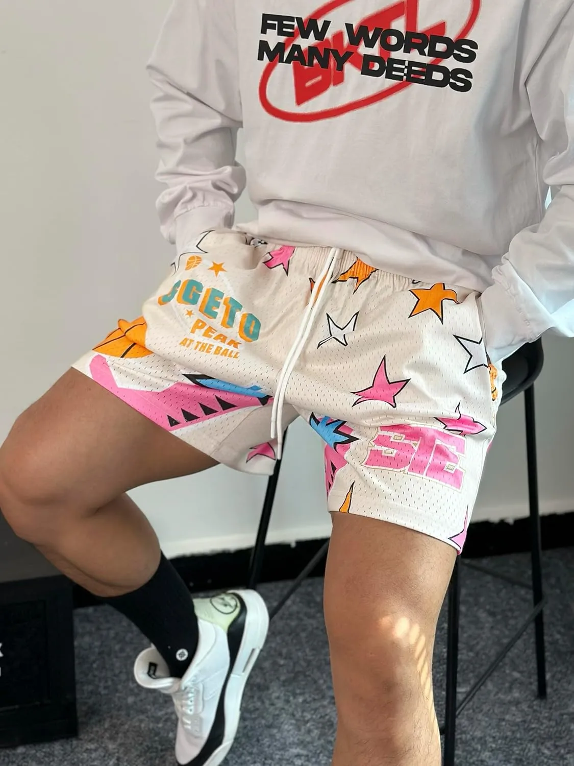 DIOTSR Mens Graphic Basketball Shorts Drawstring Running Workout Shorts Summer Cool Casual Shorts