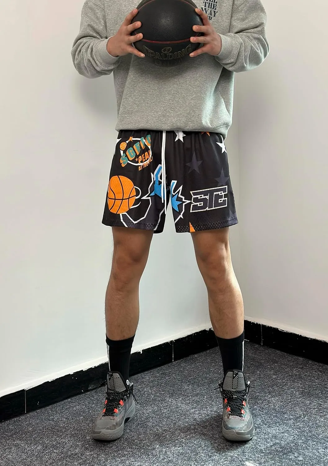 DIOTSR Mens Graphic Basketball Shorts Drawstring Running Workout Shorts Summer Cool Casual Shorts