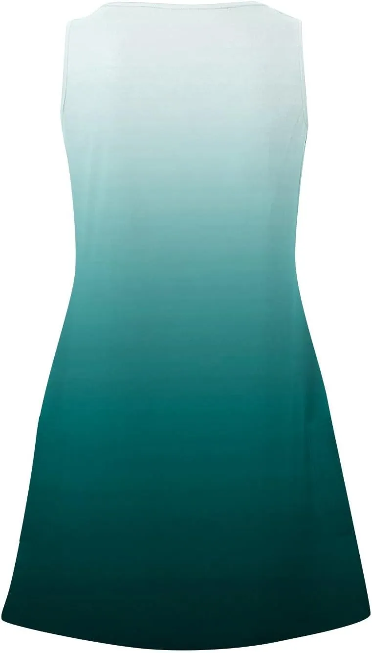 DOPOCQ Dresses for Women 2024 Casual Trendy Gradient Sleeveless Boho Sundress Summer Oversized Sexy V Neck Tank Mini Dresses