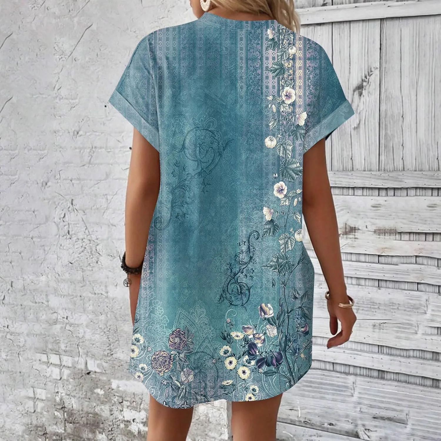 DPKLAD Womens Casual Summer T Shirt Dress Loose Short Sleeve Tunic Dress with Pocket for Women