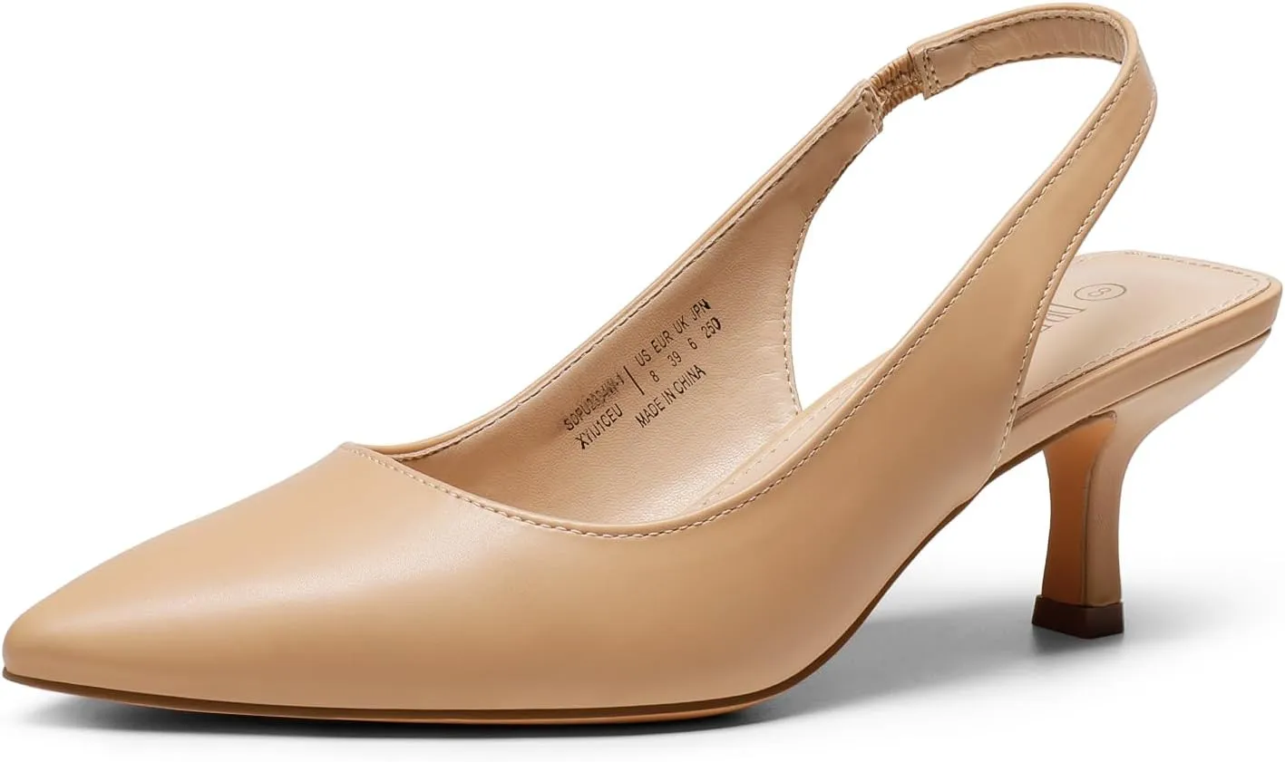 DREAM PAIRS Women??s Closed Toe Kitten Heels Pointed Toe Slingback Low Heels Dress Bridal Wedding Pumps Shoes