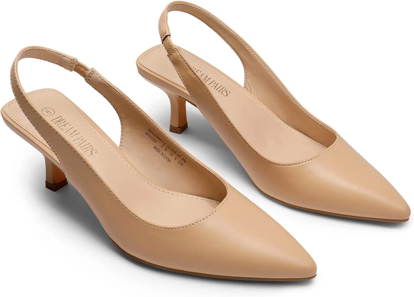 DREAM PAIRS Women??s Closed Toe Kitten Heels Pointed Toe Slingback Low Heels Dress Bridal Wedding Pumps Shoes