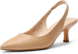 DREAM PAIRS Women??s Closed Toe Kitten Heels Pointed Toe Slingback Low Heels Dress Bridal Wedding Pumps Shoes