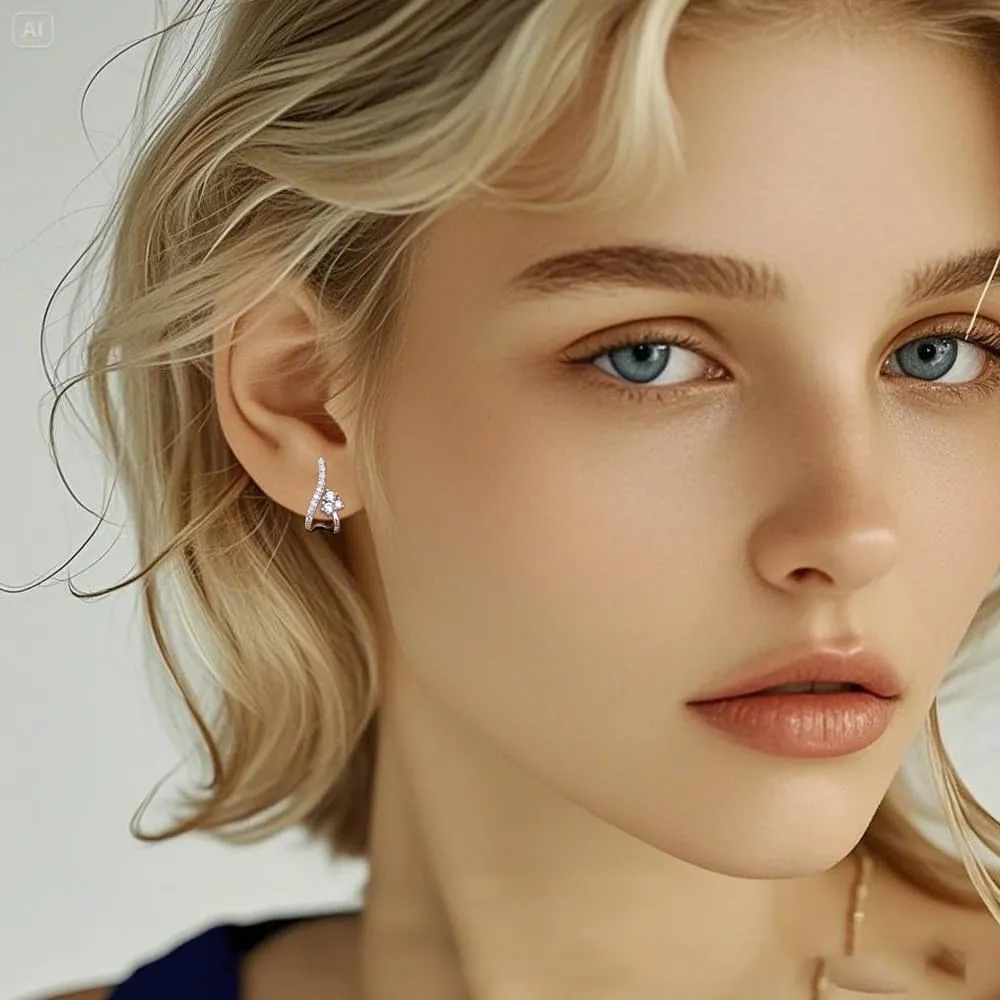 Ear Cuff 14k Dainty Gold/silver Earrings Tassel Chain Drop Dangle Small Hoop Clip Earrings, Chain Climber Crawler Earrings for Women Cartilage Double Holes Gifts Bff Birthday