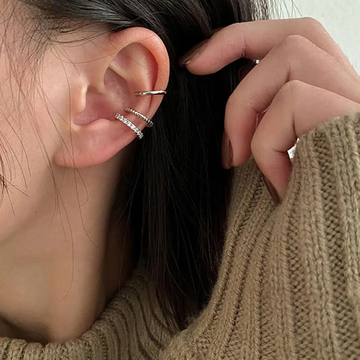 Ear Cuff Earrings for Women Cubic Zirconia Hoop Huggie Fake Earrings Non Piercing Clip On Ear Cuffs Ear Jewelry
