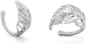 Ear Cuffs Feather Design Polished Sterling Silver