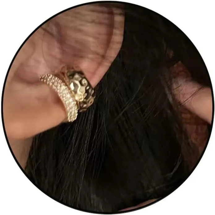 Ear Cuffs for Women Bohemia Rhinestone Non Piercing Adjustable Clip On Earrings Chunky Gold Round Huggie Ear Cuff Earrings for Women Jewelry